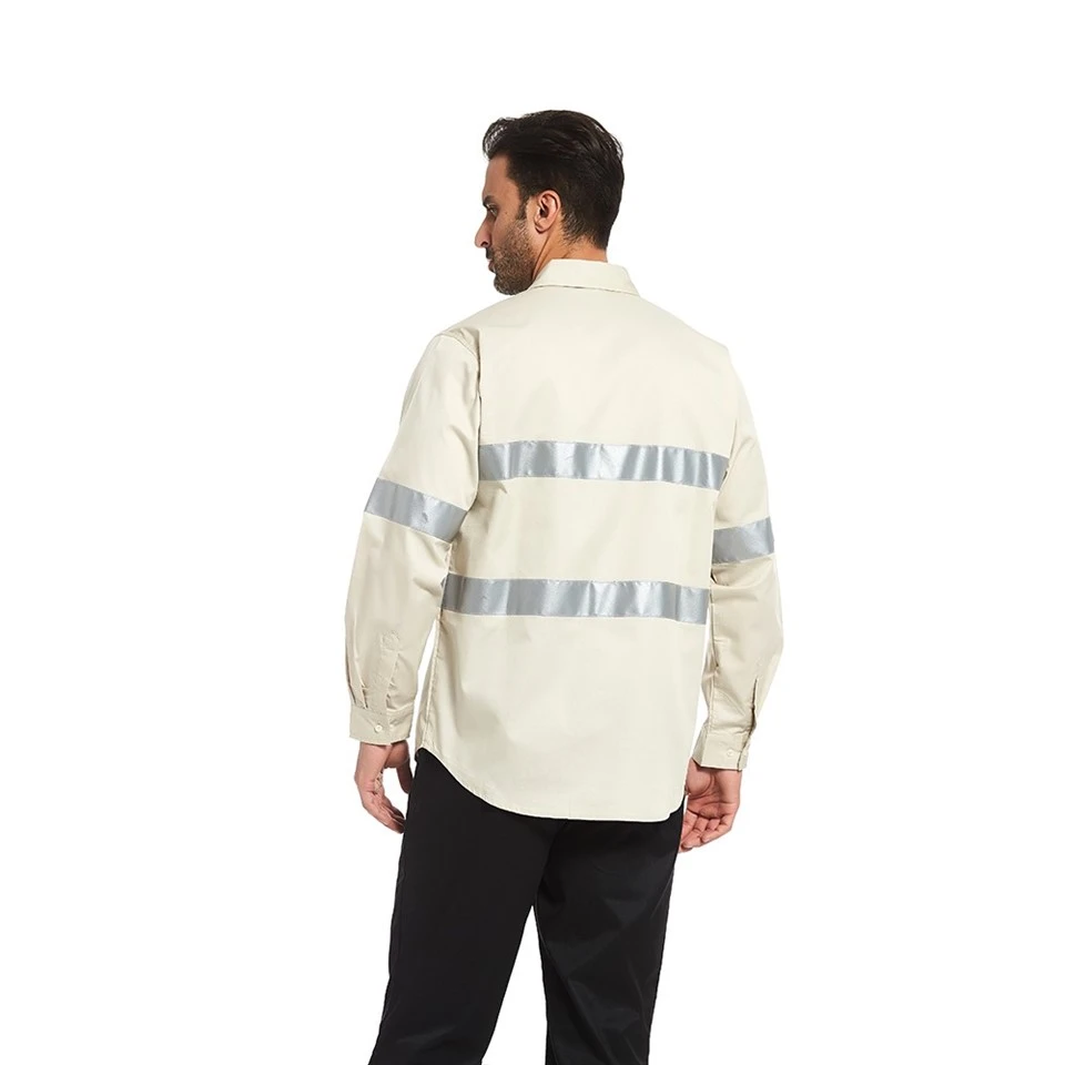 Durable Industrial Work Shirts Men Long Sleeve Mechanic Shirt With Reflective Stripe best